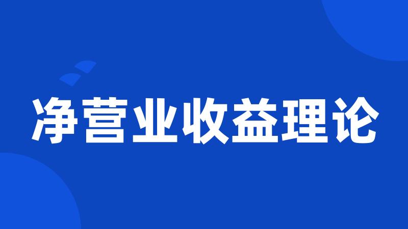 净营业收益理论