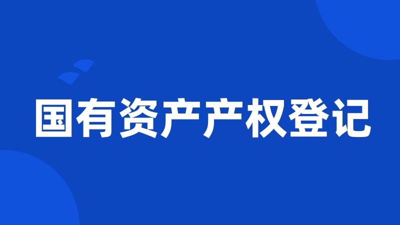 国有资产产权登记