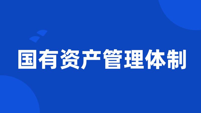 国有资产管理体制