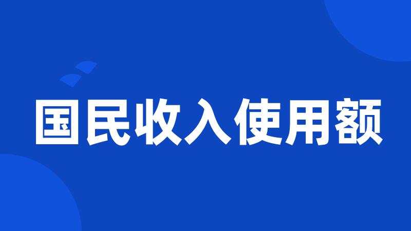 国民收入使用额