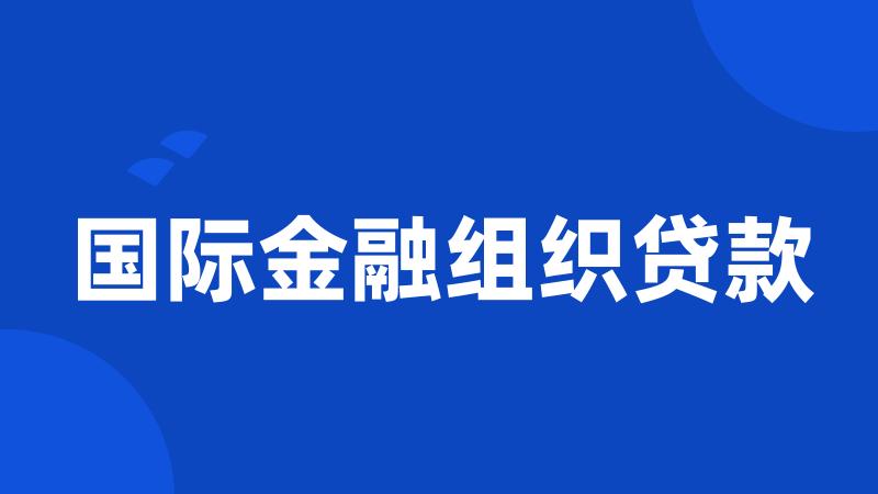 国际金融组织贷款