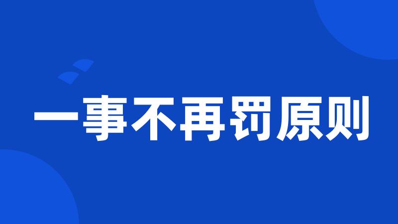 一事不再罚原则