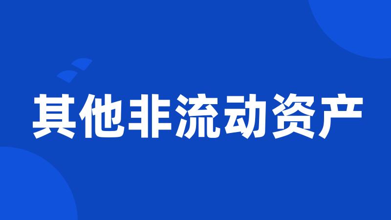 其他非流动资产