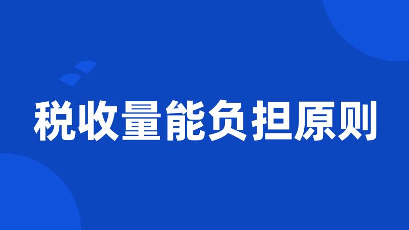 税收量能负担原则