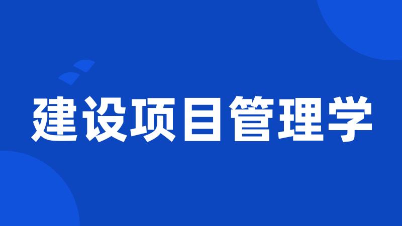 建设项目管理学