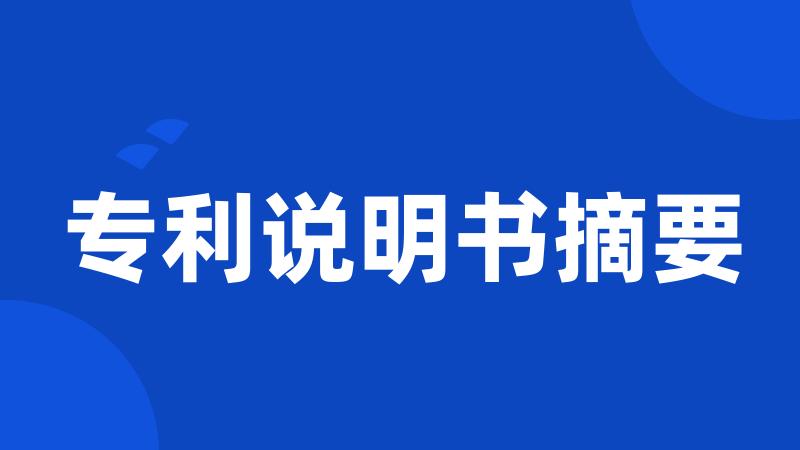 专利说明书摘要