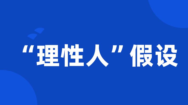 “理性人”假设