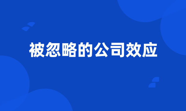 被忽略的公司效应