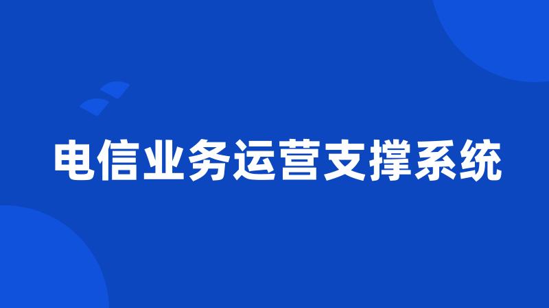 电信业务运营支撑系统