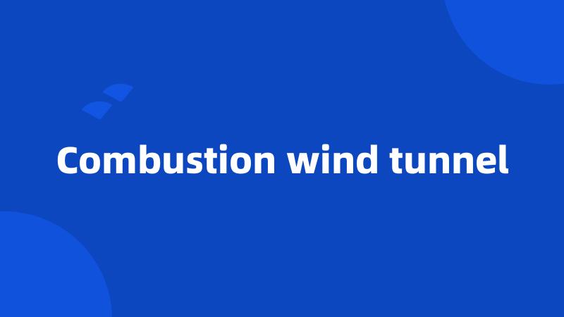 Combustion wind tunnel