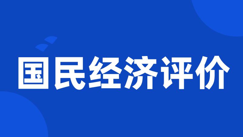 国民经济评价