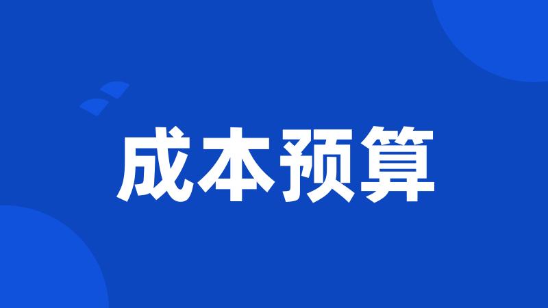 成本预算