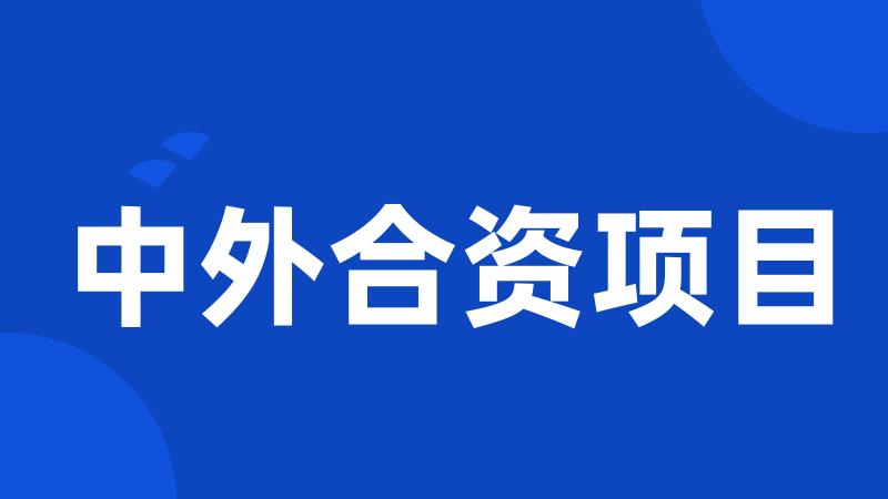 中外合资项目