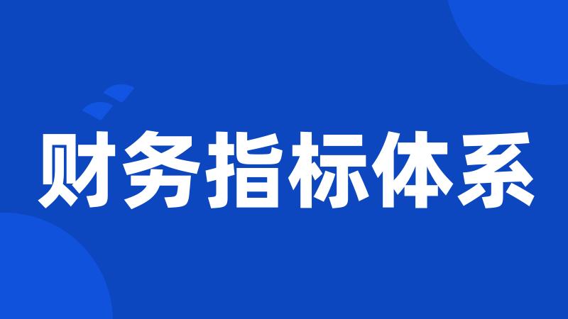财务指标体系
