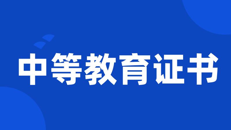 中等教育证书