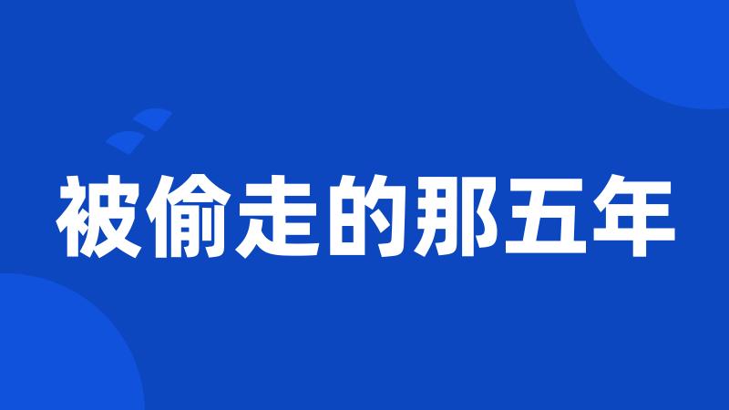 被偷走的那五年
