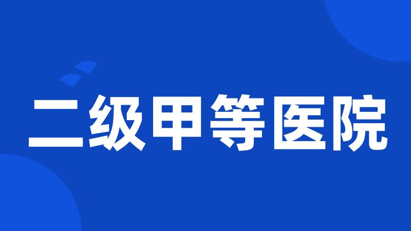 二级甲等医院
