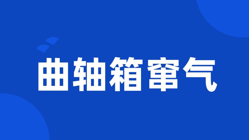 曲轴箱窜气