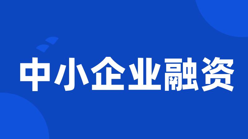 中小企业融资