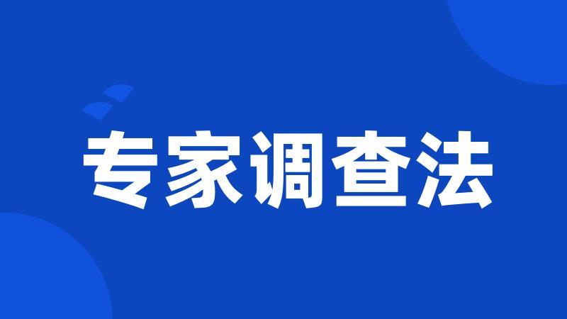 专家调查法