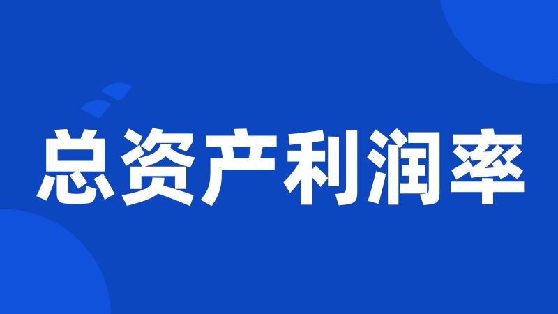 总资产利润率