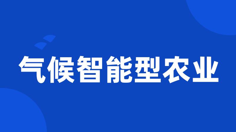 气候智能型农业