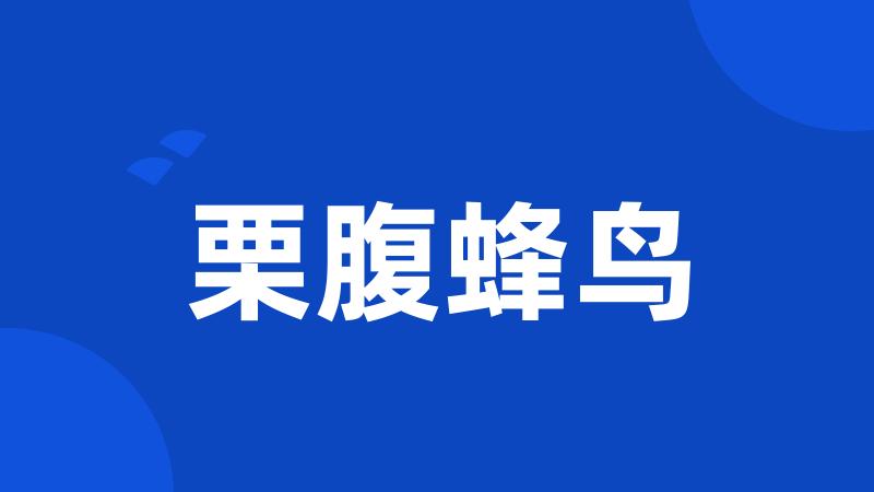 栗腹蜂鸟