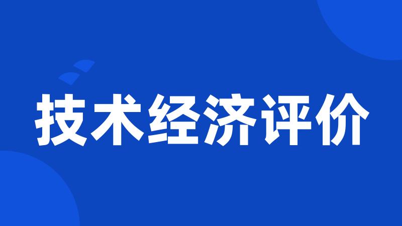 技术经济评价