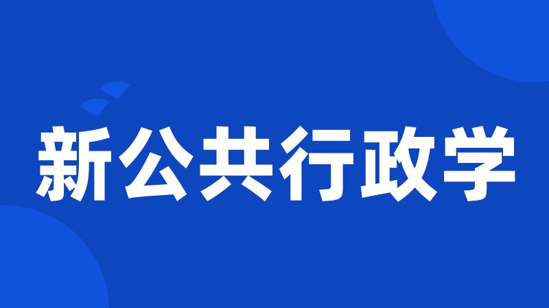 新公共行政学
