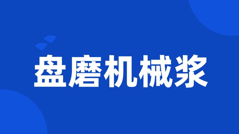 盘磨机械浆