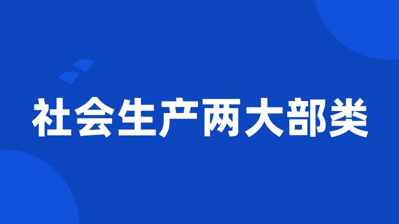 社会生产两大部类
