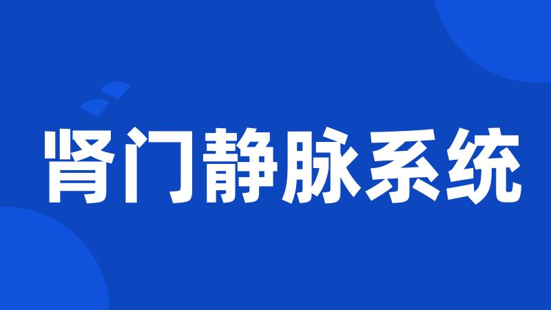 肾门静脉系统