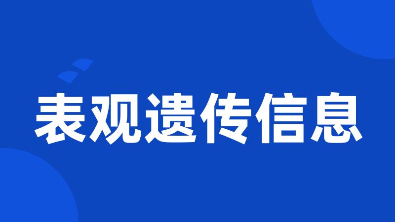 表观遗传信息
