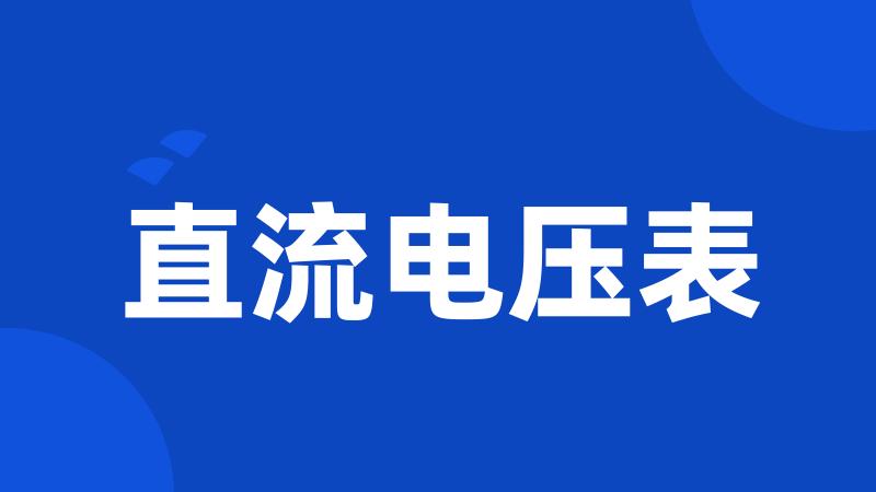 直流电压表