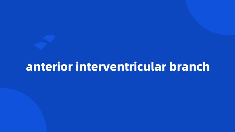 anterior interventricular branch