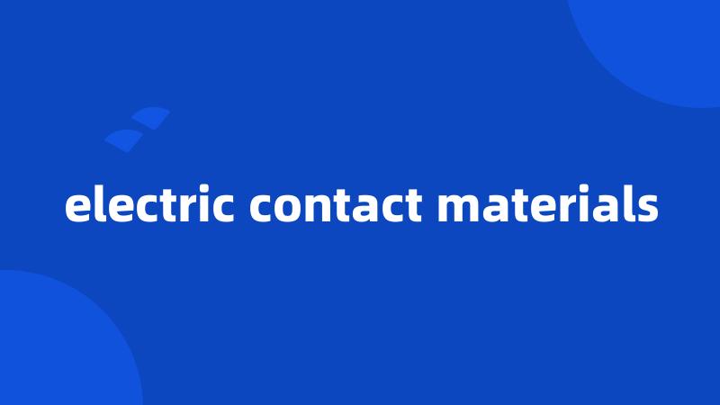 electric contact materials
