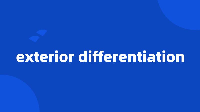 exterior differentiation