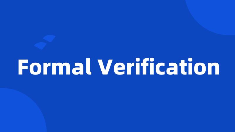 Formal Verification