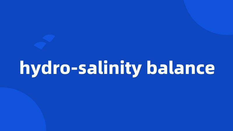 hydro-salinity balance