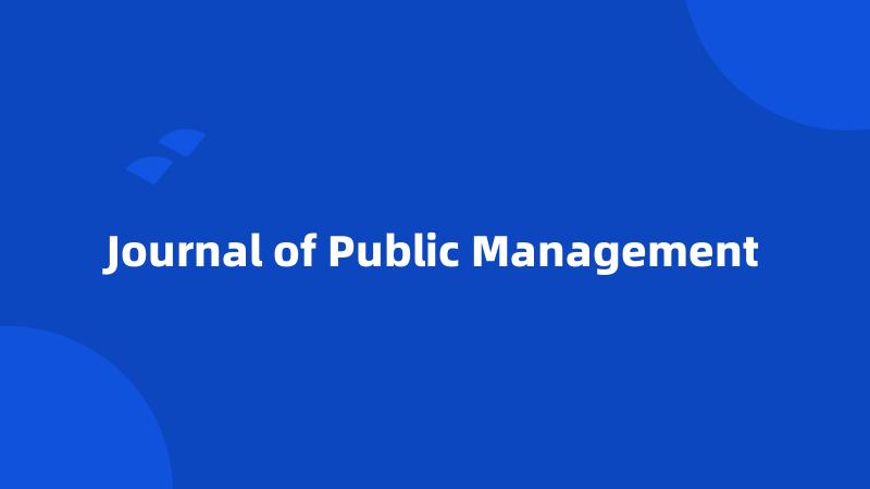 Journal of Public Management