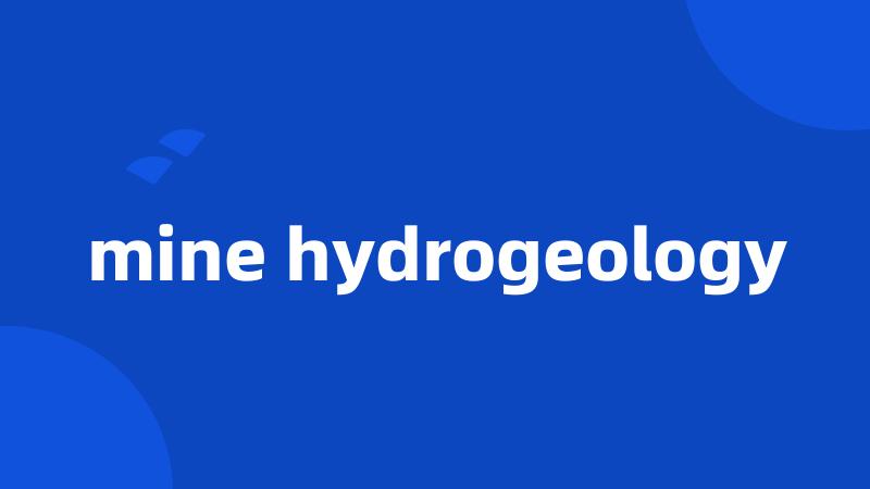 mine hydrogeology