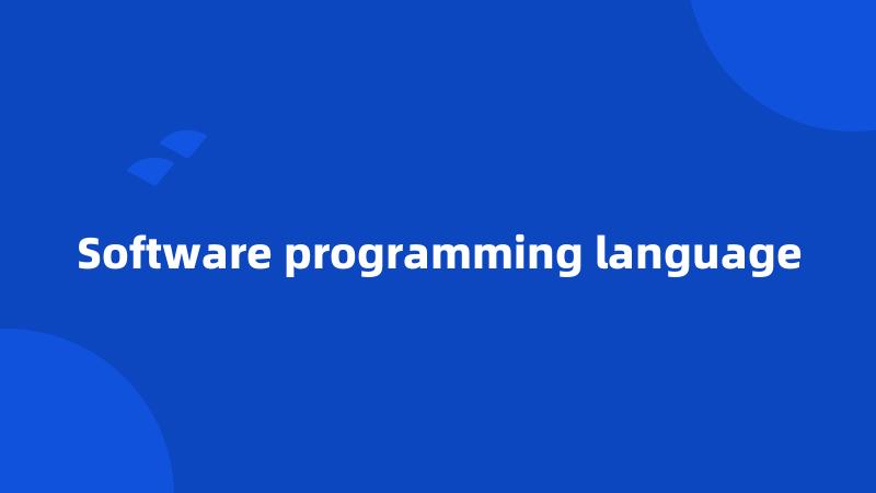 Software programming language