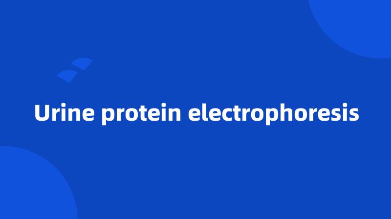 Urine protein electrophoresis
