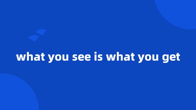what you see is what you get