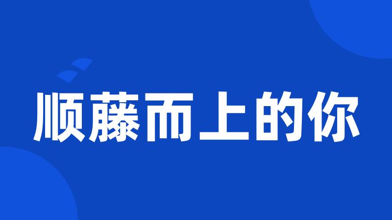 顺藤而上的你