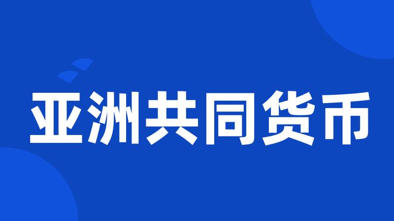亚洲共同货币