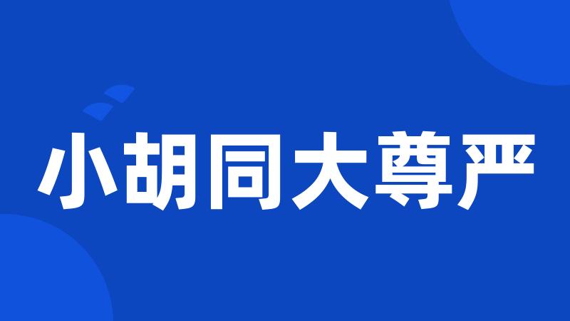 小胡同大尊严