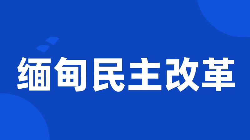 缅甸民主改革