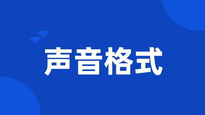 声音格式