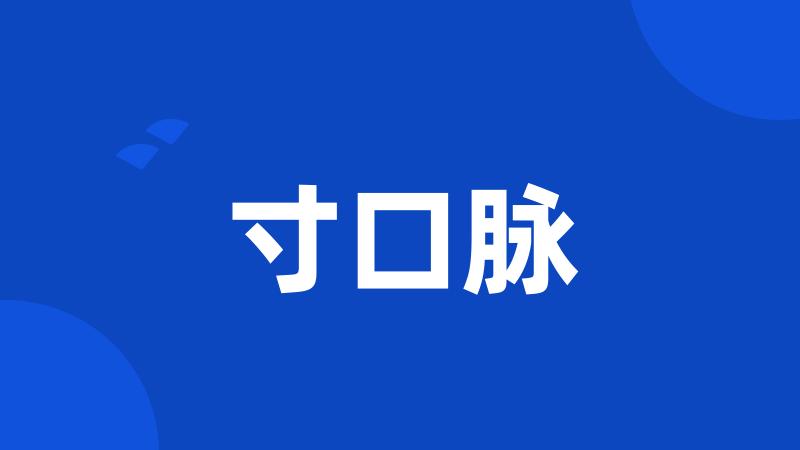 寸口脉